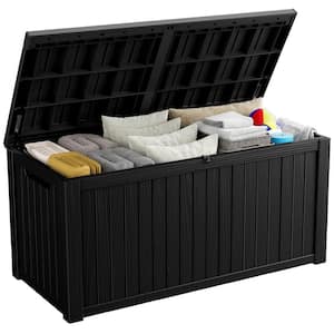 180 Gal. Resin Wood Look Large Outdoor Storage Deck Box with Lockable Lid