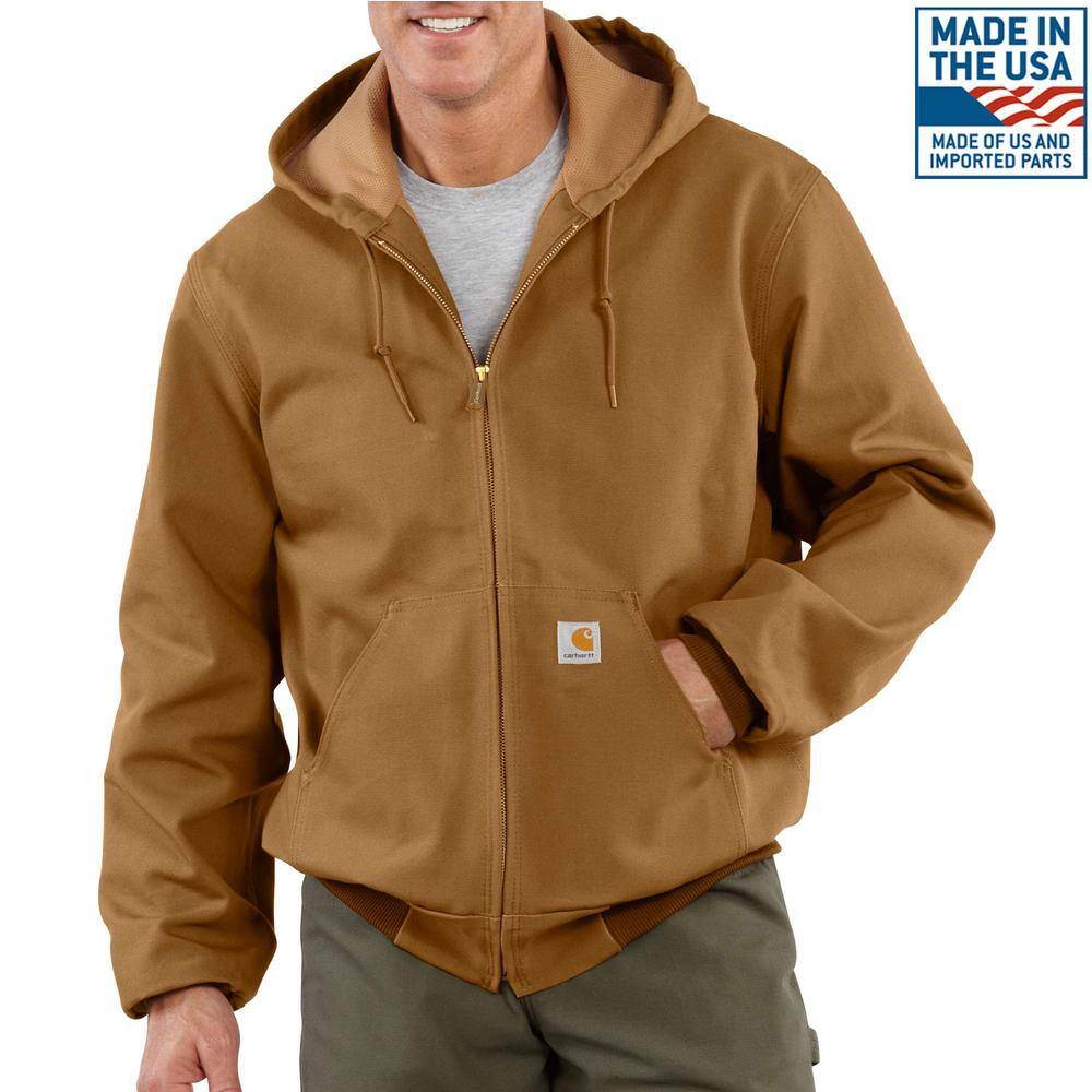 Carhartt Men's XX-Large Brown Cotton Duck Active Jacket Thermal Lined J131-BRN - The Home Depot