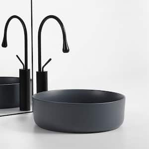 Modern Style Ceramic Circular Vessel Bathroom Sink Art Sink in Grey