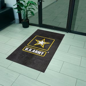 Black 3 ft. x 5 ft. U.S. Army High-Traffic Indoor Mat with Durable Rubber Backing Tufted Solid Nylon Rectangle Area Rug
