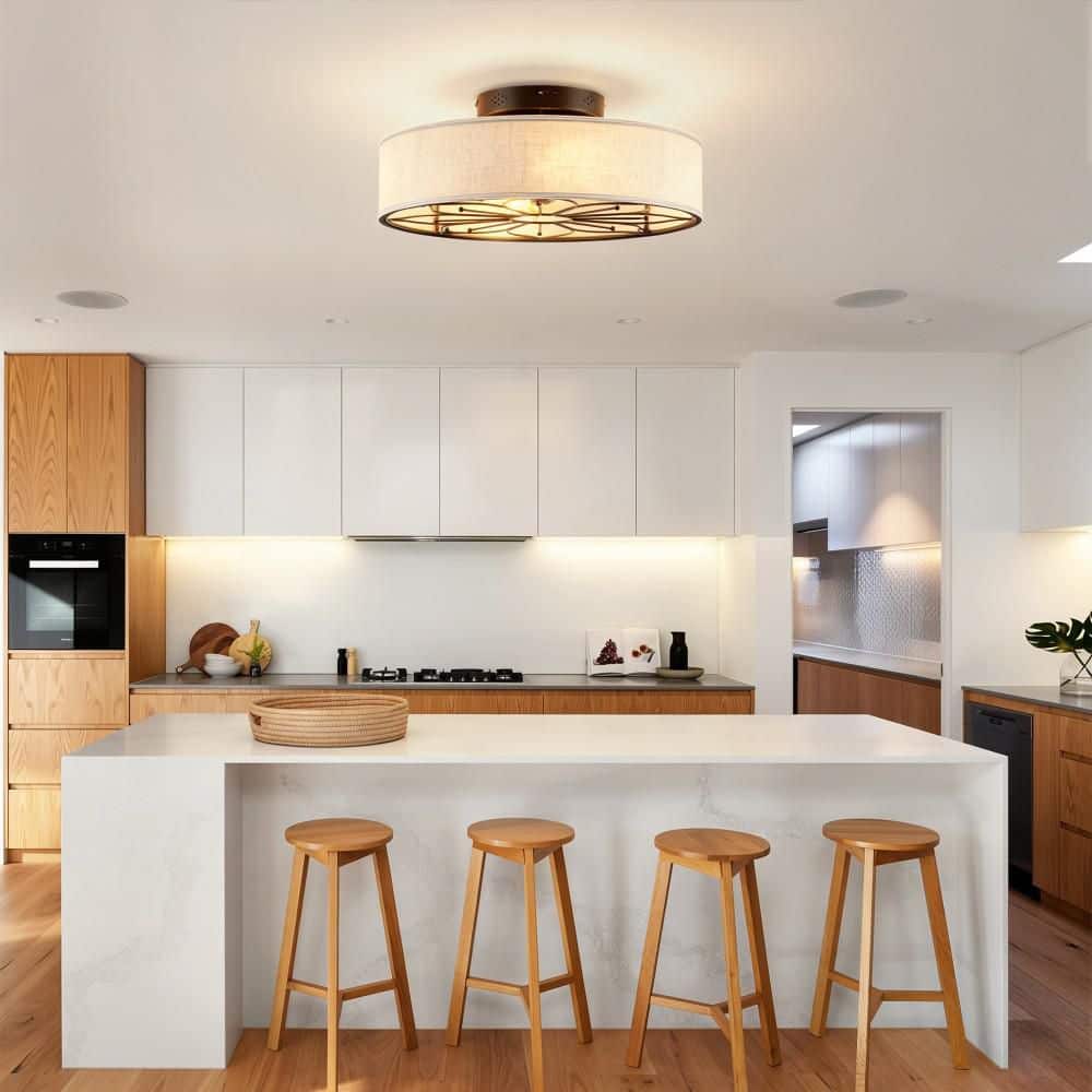 20 in. Black Lotus Fabric Farmhouse Bladeless Ceiling Fan w/Remote, Reversible DC Motor, 6 Speed 4-Light E26 for Bedroom price history on PriceWatchPro