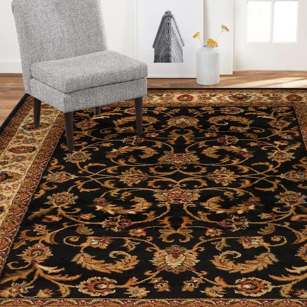 Royalty Black/Ivory 5 ft. x 7 ft. Indoor Area Rug