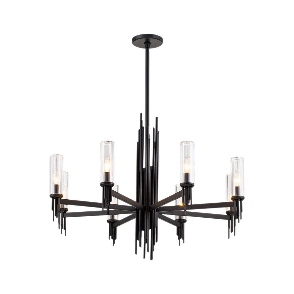Torres 36'' Matte Black Modern Linear Crystal Chandelier