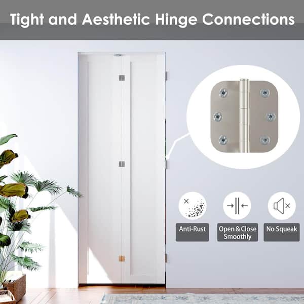 48 in. x 80 in. Full Lite White Mirrored Glass Solid Core, MDF, PVC Covering Compack 180-Bi-Fold Door with Hardware Kits