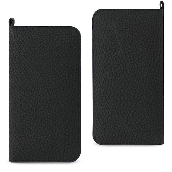 REIKO UNIVERSAL WALLET PHONE CASE WITH SIDE POCKETS AND MAGNETIC FLAP FOR IPHONE 6 /6S (5.59X2.79X0.42 INCHES) IN BLACK