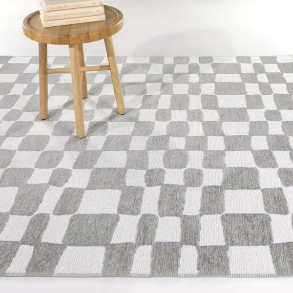 Straker Grey 5 ft. x 7 ft. Checkered Area Rug