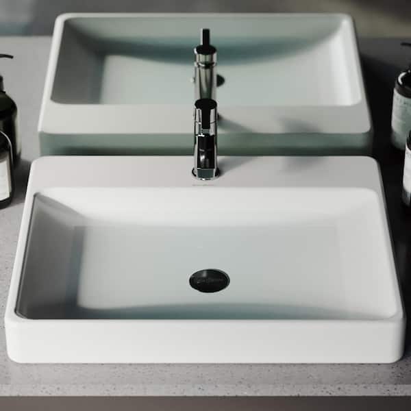 Swiss Madison Carre Rectangular Vessel Sink in White