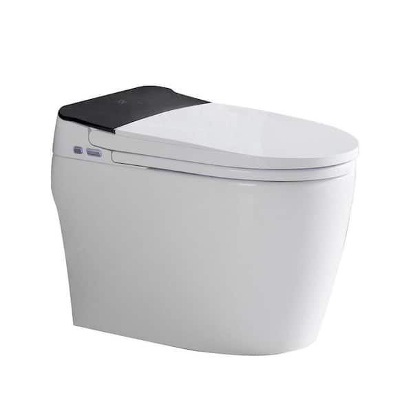 Elongated Bidet Toilet 1.28 GPF in White with Heated Seat, Auto Open Close Flush, Warm Water and Dryer, Lady Rear Wash