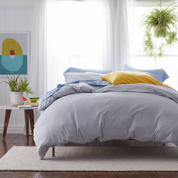 The Company Store Company Cotton 4-Piece Dark Gray Solid Cotton Jersey Knit Queen Sheet Set
