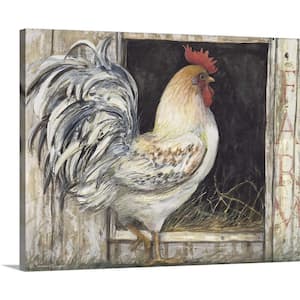 30 in. x 24 in. "White Rooster" by Susan Winget Canvas Wall Art