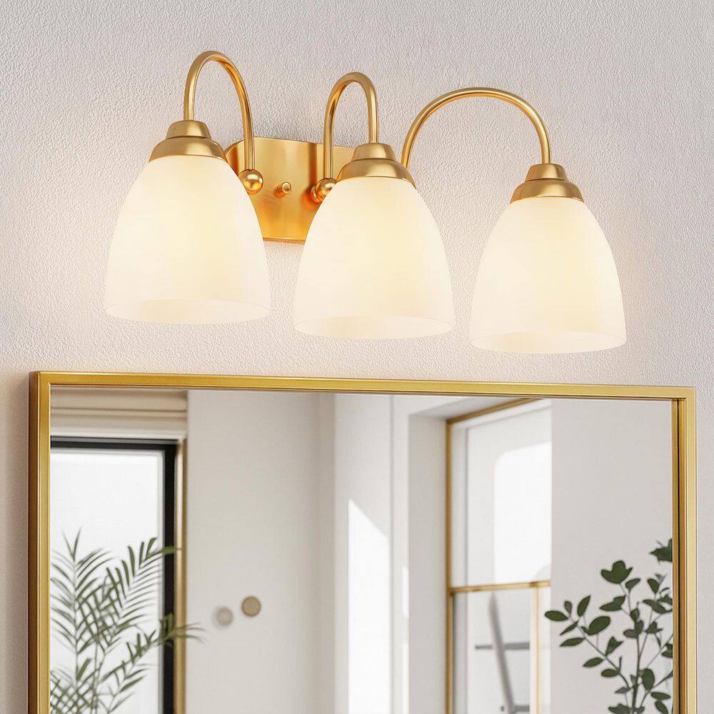 18.86 in. 3-Light Polished Gold Vanity Light with Clear Glass price history on PriceWatchPro