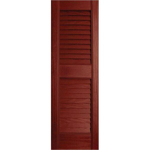 Ekena Millwork 12 in. x 47 in. Louvered Shutters Pair Red
