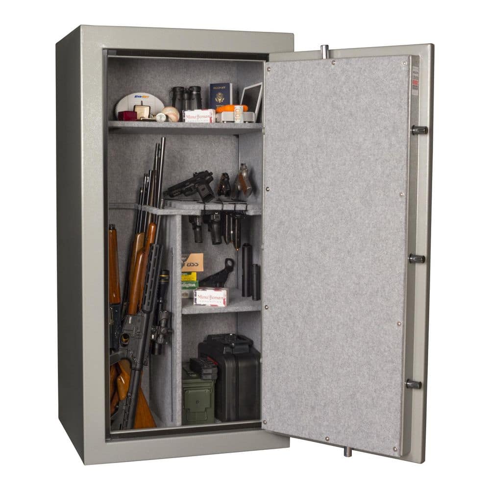 Gray Fireproof 24-Gun Safe with Mechanical Dial Lock