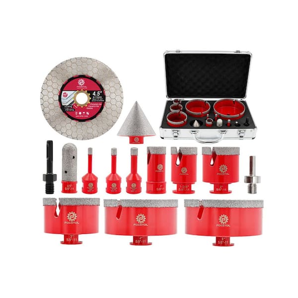 14-Piece Diamond Tile Hole Saw and Core Drill Bit Set with Adapters
