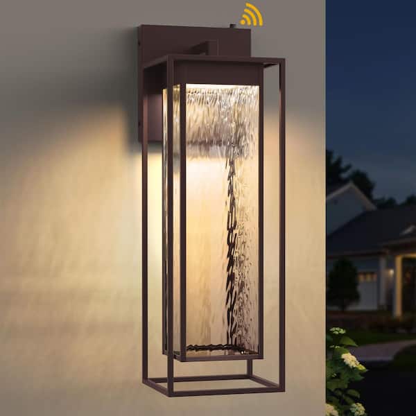 28 in. Bronze Modern Dusk to Dawn LED Outdoor Exterior Garage Front Porch Wall Lights Sconces Lighting Fixtures