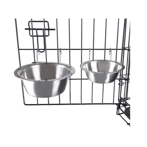 Stainless Steel Hanging Pet Bowls for Dogs and Cats- Cage Kennel and Crate Feeder Dish for Food and Water- Set of 2 20 oz Each by Petmaker