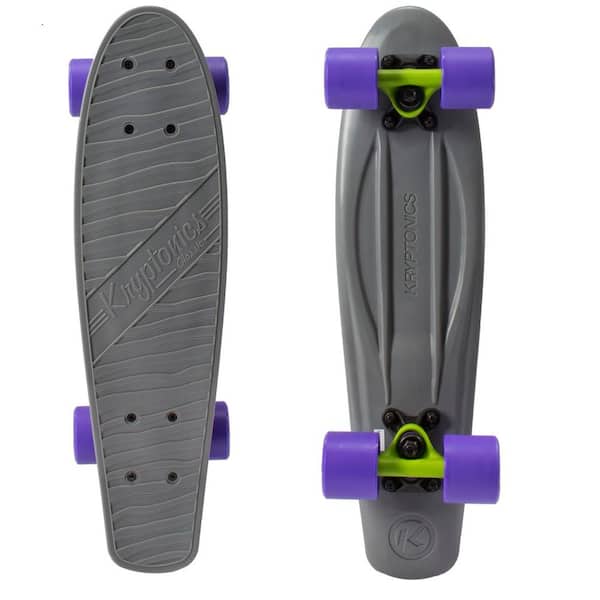 Kryptonics 22.5 in. Classics Complete Skateboard in Gray and Lime