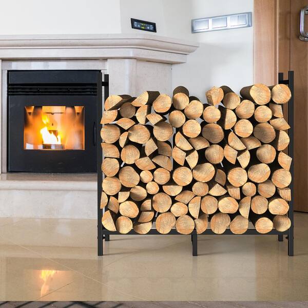 thumbnail image 2 of Black Outdoor Waterproof Metal Garden Storage Shed Firewood Storage Shed Metal Log Store 157cmh 2 of 9