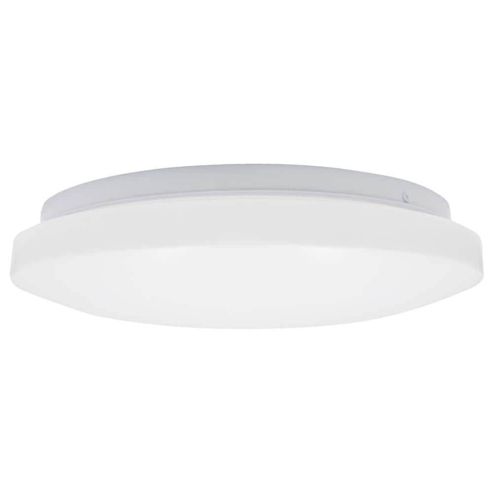 White Round LED Flush Mount Ceiling Light, 13 Inch
