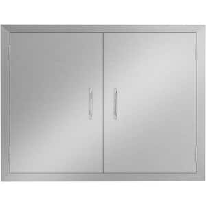 30 in. W x 21 in. H Double Outdoor Kitchen Access Door for BBQ Island Stainless Steel Grill Door