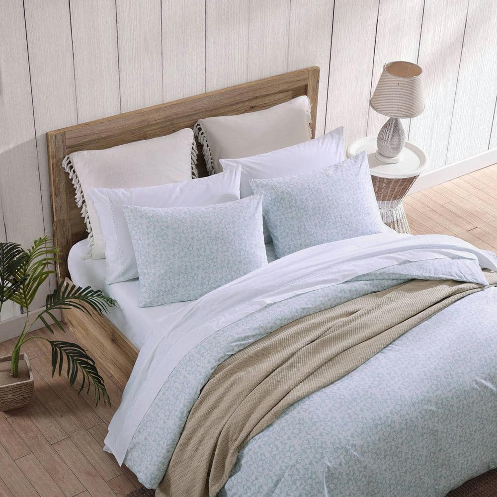 King Light Blue Cotton Boho-Chic Duvet Cover Set