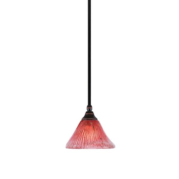 Unbranded Sparta 100-Watt 1 Light Black Copper Shaded Pendant, Mini Pendant Light with Raspberry Crystal Shade No Bulb Included