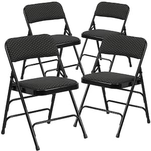 Black Patterned Metal Folding Chair (4-Pack)