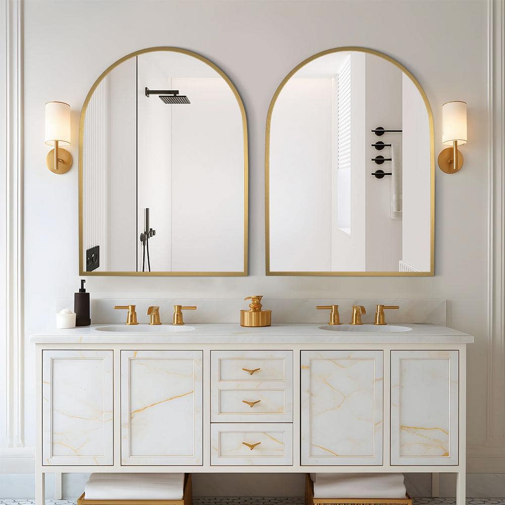 PexFix 30 in. W x 40 in. H Arched Mirror for Bathroom Entryway Wall ...