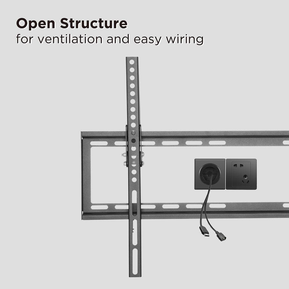 Low-Profile Black Steel Tilting TV Wall Mount for 37"-70" Flat Panels