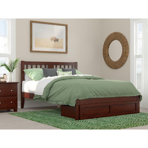 AFI Tahoe Walnut Queen Solid Wood Storage Platform Bed with Foot Drawer and USB Turbo Charger