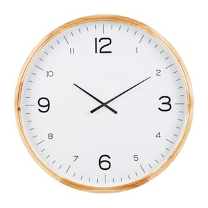 36 in. x 36 in. Light Brown Wood Wall Clock with White Backing