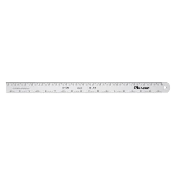 Wood Ruler, Metric and 1/16 Scale with Single Metal Edge, 12/30 cm Long