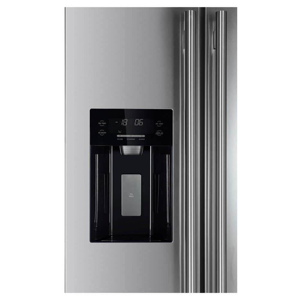 36-Inch Stainless Steel Side-by-Side Refrigerator with Ice Maker