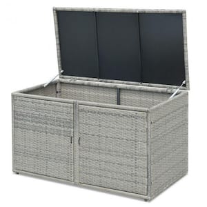 88 gal. Outdoor Storage Bench Garden Patio Rattan Storage Container Box