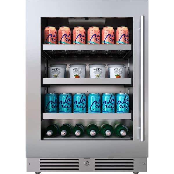 24 in. Single Zone 154-Cans Beverage Cooler in Stainless Steel