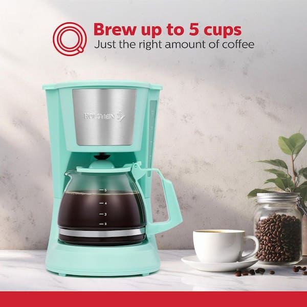 HOLSTEIN HOUSEWARES Everyday 5-Cup Mint Coffee Maker HH-0914701I