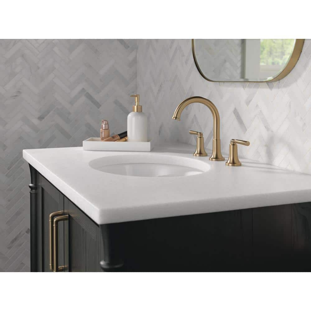 Champagne Bronze Widespread Bathroom Faucet with Drain Assembly