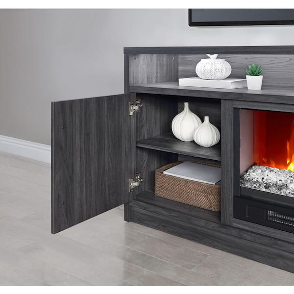 Whalen 65 in. Fireplace Console-Dark and Medium Charcoal Birch