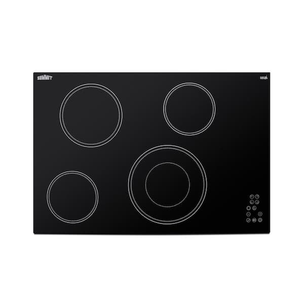 Summit Appliance 30 in. Radiant Electric Cooktop in Black with 4 Elements including Dual Zone Element