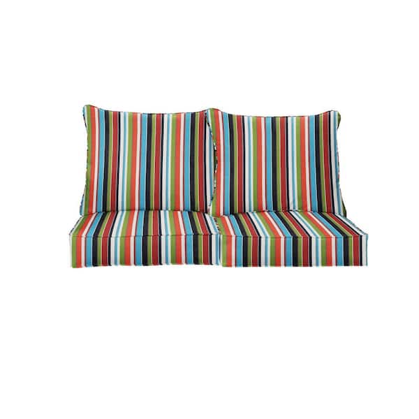 SORRA HOME 22.5 in. x 22.5 in. Sunbrella Carousel Confetti Deep Seating Indoor/Outdoor Loveseat Cushion