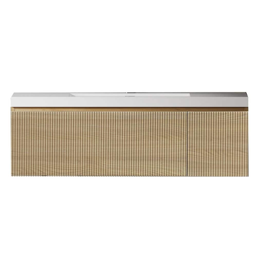 48 in. Wall-Mounted Oak Natural Bath Vanity with Glossy White Solid Surface Top Assembled price history on PriceWatchPro