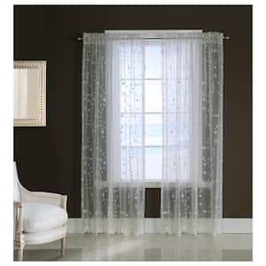 Grandeur White Light Filtering Pole Top Curtain Panel - 52 in. W x 63 in. L in White