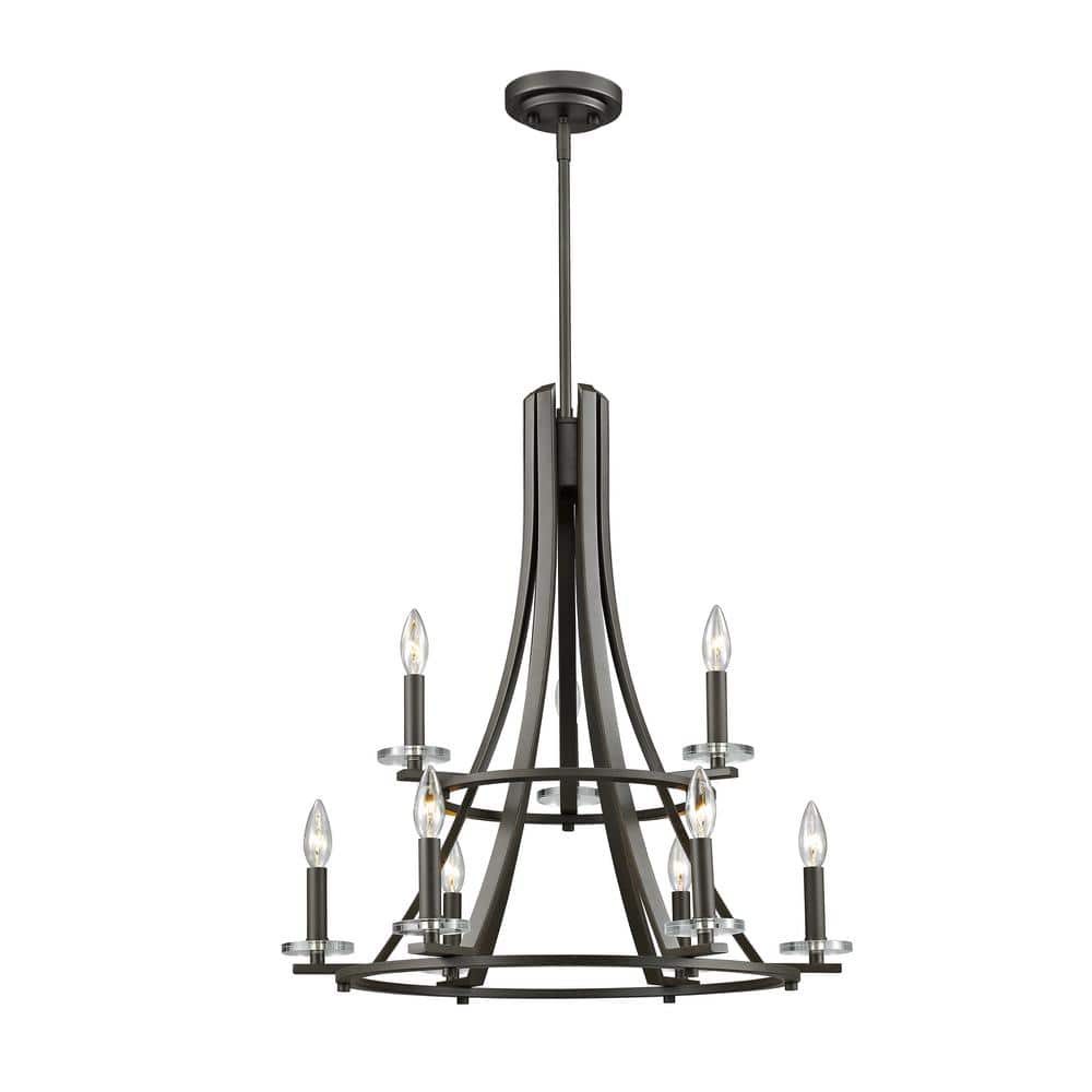 Verona 60 Watt 9-Light Bronze Candle Chandelier Light with No Bulbs Include