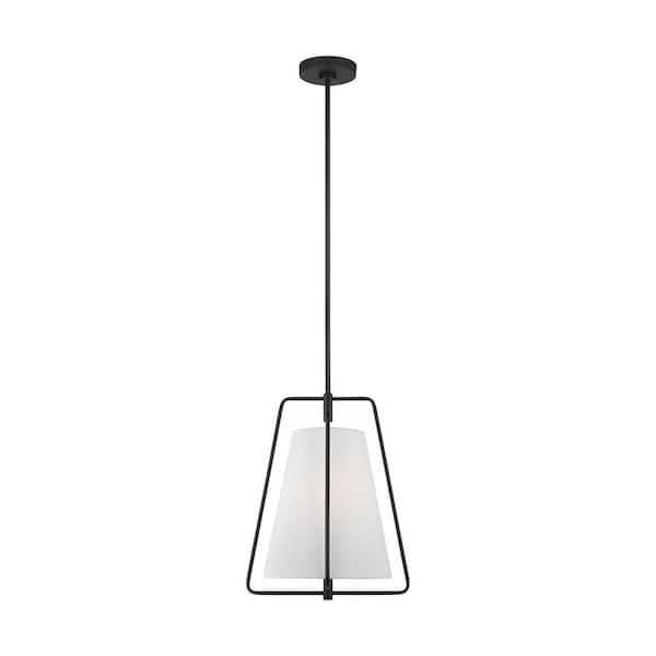 Generation Lighting Allis 1-Light Midnight Black Statement Pendant Light with LED Bulb