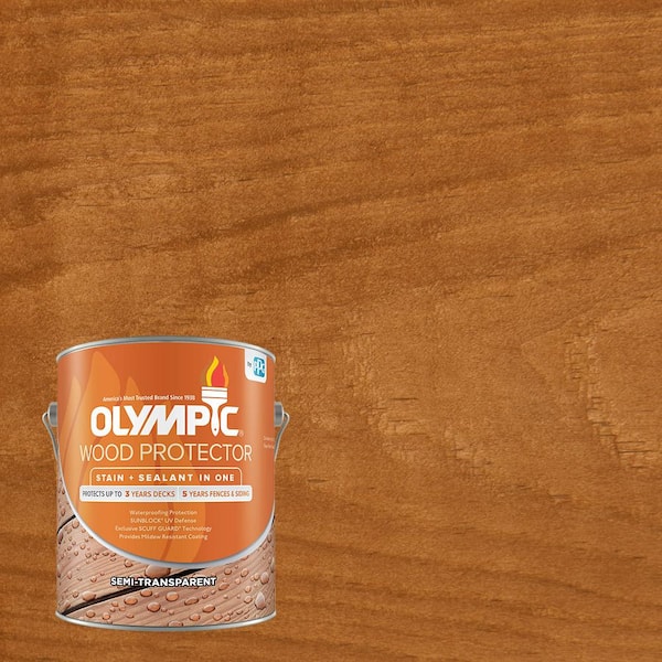 Olympic 1 gal. Cedar Semi-Transparent Exterior Wood Protector Stain plus Sealant in One