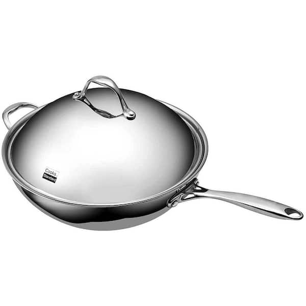  Cooks Standard Frying Pan Stainless Steel, 10-Inch Multi-Ply  Clad wok Stir Fry Pan Kitchen Skillet, Silver : Everything Else