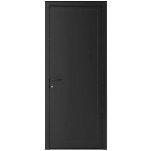 VDOMDOORS 36 in. x 80 in. Right-hand/Inswing Frosted Glass Matte Black Steel Prehung Front Door with Hardware