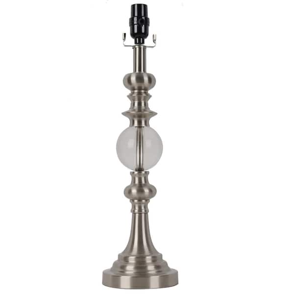 Hampton Bay Mix and Match 20.25 in. H Brushed Nickel and Crystal Table Lamp Base