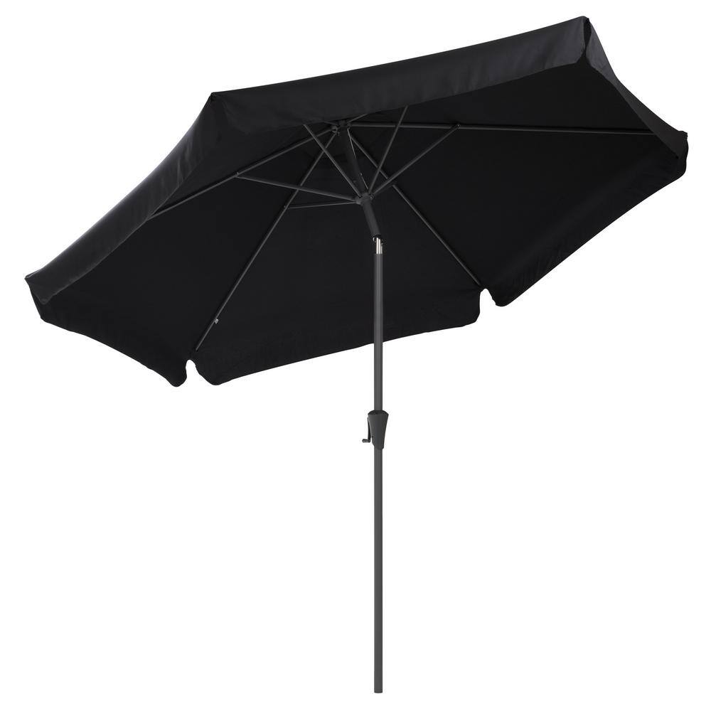 Round Modern Black Fabric & Steel 10ft Tilting Patio Umbrella
