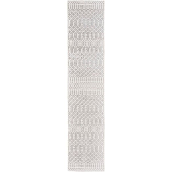 Astra Machine Washable Grey 2 ft. x 12 ft. Moroccan Transitional Runner Area Rug
